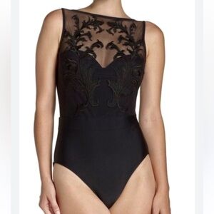 TED BAKER Lace Guipure High Neck Black 1 pc Swim Suit - Womens 34 C/D